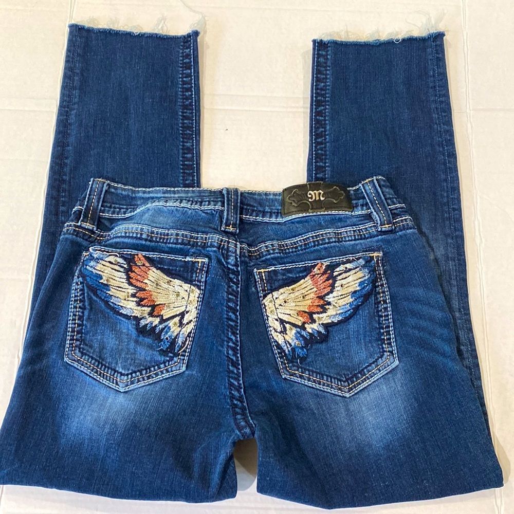 Miss Me Blue Skinny Jeans with Embroidered Wings